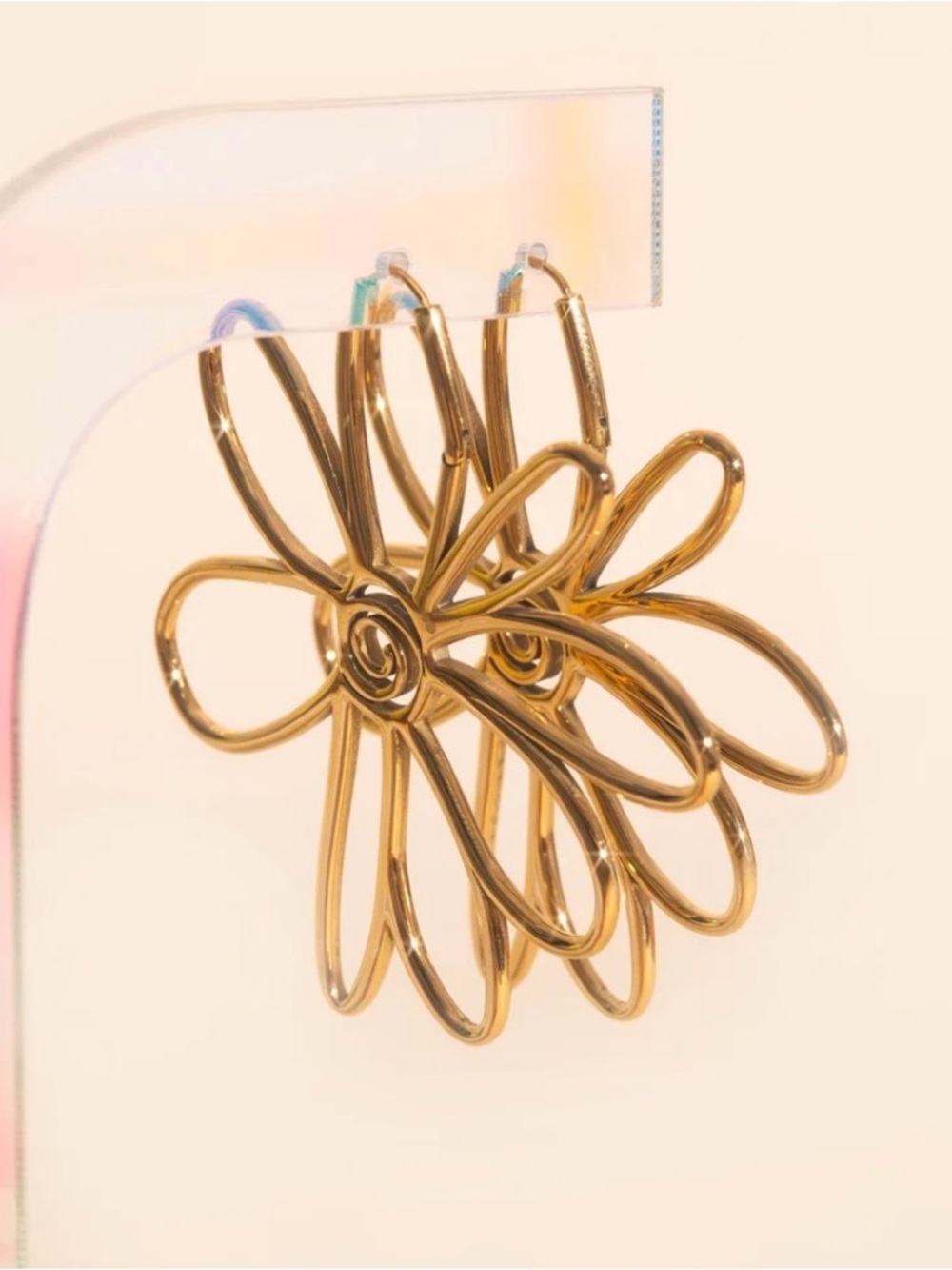 Gold Floral Hoop Earrings